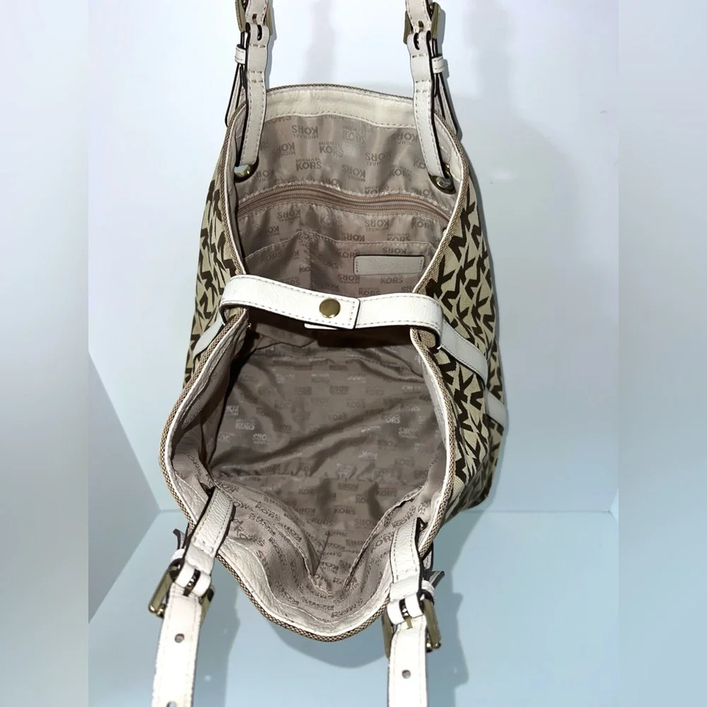 Michael‎ Kors Signature Jet Set Canvas Tote Shoulder Bag  Brown